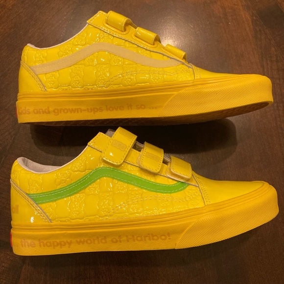 NWOT Vans X Haribo Old Skool V Shoe Yellow patent leather commemorative size 7.5 - Picture 3 of 10
